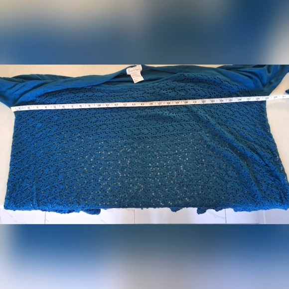 NWT Grace & Lace/ Teal Lace Knit Sweater/ Or Oversized Cardigan/ Size US L to 1X - Picture 11 of 11